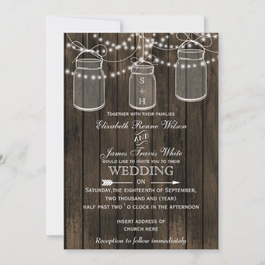 Rustic Barnwood, invitation à un mariage dans un b (Devant)