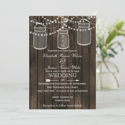 Rustic Barnwood, invitation à un mariage dans un b (Debout devant)