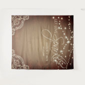 Rustic Barnwood String Lights Lace Custom Wedding Wandkleed (Voorkant (horizontaal))