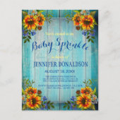 Rustic Barnwood Sunflower Baby Sprinkle Invitation Briefkaart (Voorkant)