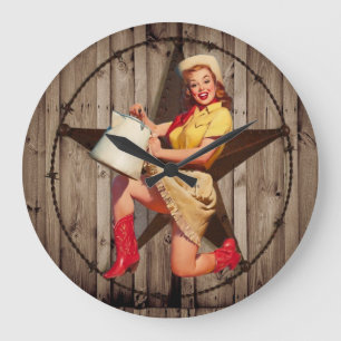 Rustic BarnWood texas ster western country cowgirl Grote Klok