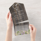 Rustic Barnwood & Wildflower No Dinner All In One Uitnodiging (Afscheurbaar)