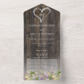 Rustic Barnwood & Wildflower No Dinner All In One Uitnodiging (Binnen)