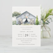 Rustic Barnyard Boerderij Theme Couples Shower Inv Bedankkaart (Staand voorkant)