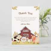 Rustic Barnyard Farm Animals Baby shower Bedankkaart (Staand voorkant)
