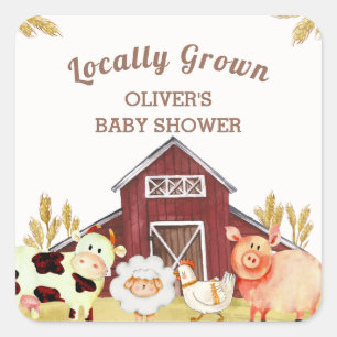 Rustic Barnyard Farm Animals Baby shower Vierkante Sticker