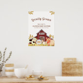 Rustic Barnyard Farm Animals Baby shower Welkom Poster (Keuken)