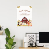 Rustic Barnyard Farm Animals Baby shower Welkom Poster (Thuiskantoor)