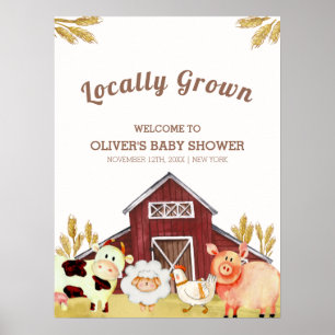 Rustic Barnyard Farm Animals Baby shower Welkom Poster
