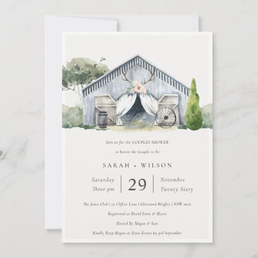 Rustic Barnyard Farm thème Couples Invitation douc (Devant)