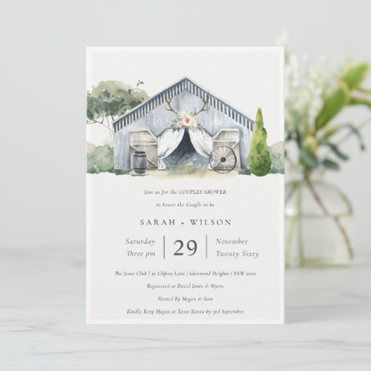 Rustic Barnyard Farm thème Couples Invitation douc (Debout devant)