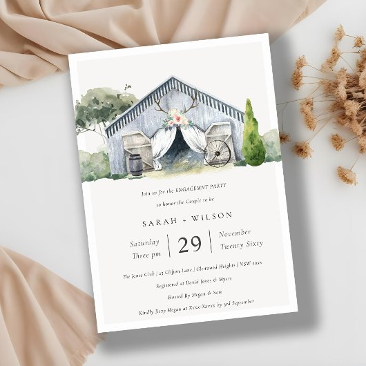 Rustic Barnyard Farm thème Fiançailles Invitation