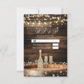 Rustic Barrel Champagne Lights Wedding RSVP Antwoo Kaart (Voorkant)
