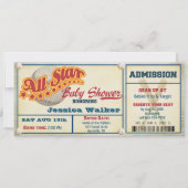 Rustic Baseball Ticket Baby shower Kaart (Voorkant)
