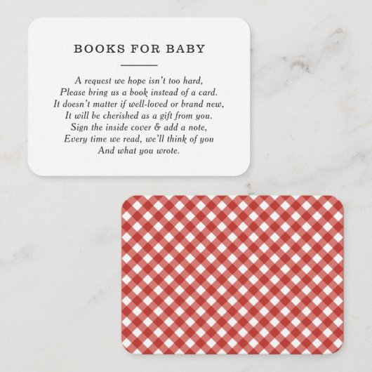 Rustic BBQ Baby shower Books for Baby Request Enc Informatiekaartje (Voorkant / Achterkant)