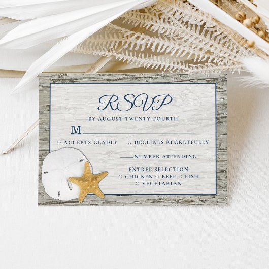 Rustic Beach Driftwood Sand Dollar Mariage RSVP