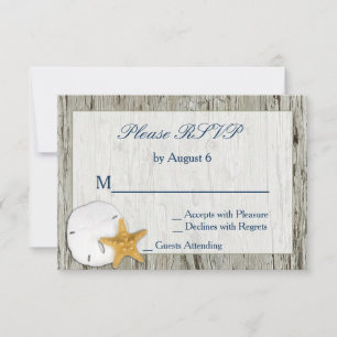 Rustic Beach Driftwood Sand Dollar Mariage RSVP