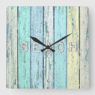 Rustic Beach Driftwood Vierkante Klok