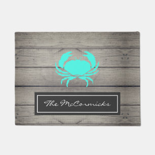 Rustic Beach House Blauwgroen Blue Crab Family Mon Deurmat