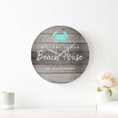 Rustic Beach House Coastal Personalized Grote Klok (Huis)