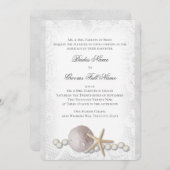 Rustic Beach Lace et Pearl Invitation (Devant / Derrière)