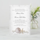 Rustic Beach Lace et Pearl Invitation (Debout devant)