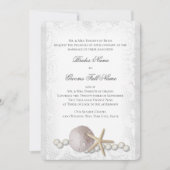 Rustic Beach Lace et Pearl Invitation (Devant)
