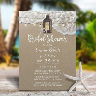 Rustic Beach Lantern String Lights Vrijgezellenfee Kaart