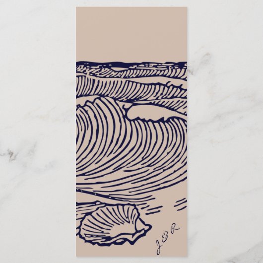 Rustic Beach Ocean Waves Menu Mariage Dîner Menu (Dos)