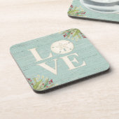 Rustic Beach Sand Dollar Square Bier Onderzetter (Linkerzijde)