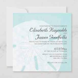Rustic Beach Sand Dollar Wedding Invitations Kaart
