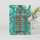 Rustic Beach Seashells Blauwgroen Barn Vrijgezelle Kaart (Staand voorkant)