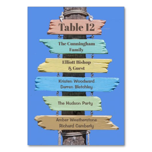Rustic Beach Sign Mariage Numéro de table (Dos)