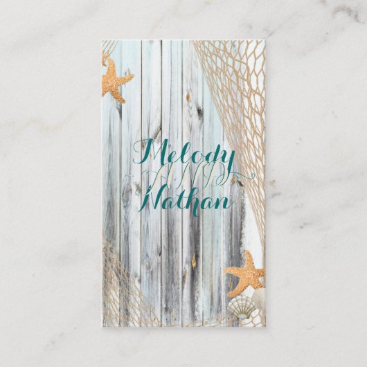 Rustic Beach Starfish Mariage Carte de site Web Ma (Devant)