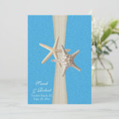 Rustic Beach Starfish Ocean Wave Wedding Kaart (Staand voorkant)
