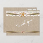 Rustic Beach Starfish Weddenschap Bedankt Briefkaart (Voorkant / Achterkant)