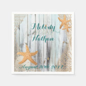 Rustic Beach Starfish Wedding Paper Napkins Servetten (Voorkant)