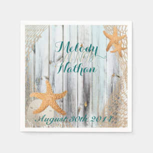 Rustic Beach Starfish Wedding Paper Napkins Servetten