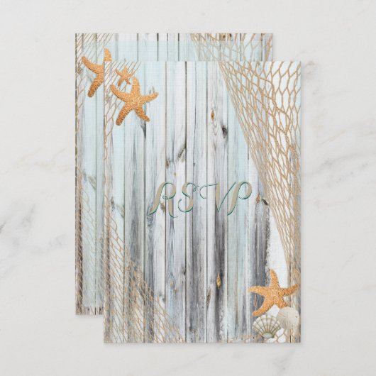 Rustic Beach Starfish Wedding RSVP (Voorkant / Achterkant)