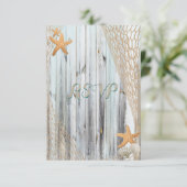 Rustic Beach Starfish Wedding RSVP Kaartje (Staand voorkant)