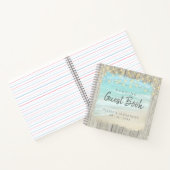Rustic Beach String Lights Wedding Guest Book Notitieboek (Binnen)
