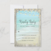 Rustic Beach String Lights Wood Weddenschap RSVP (Voorkant)