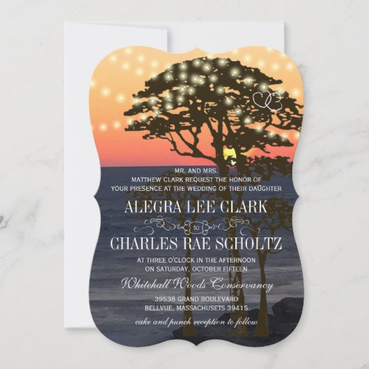 Rustic Beach Sunset Mariage Invitations (Devant)
