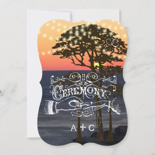 Rustic Beach Sunset Mariage Invitations (Dos)