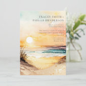 Rustic Beach Sunset Waterverf Kaart (Staand voorkant)