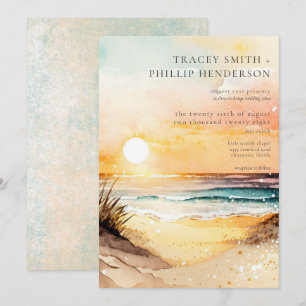 Rustic Beach Sunset Waterverf Kaart