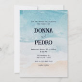 Rustic Beach Watercolor Faire-part de mariage (Devant)