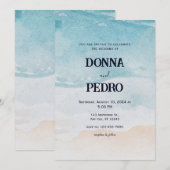 Rustic Beach Waterverf huwelijksuitnodiging Kaart (Voorkant / Achterkant)