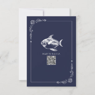 Rustic Beach Wedding Poisson bleu foncé RSVP