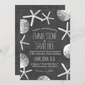 Rustic Beach Wedding  Seashells Chalkboard Kaart (Voorkant / Achterkant)